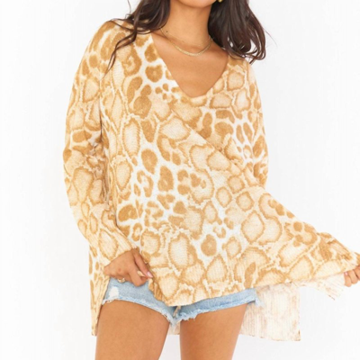 Show Me Your Mumu Cliffside Sweater In Sandy Cheetah Knit In Brown