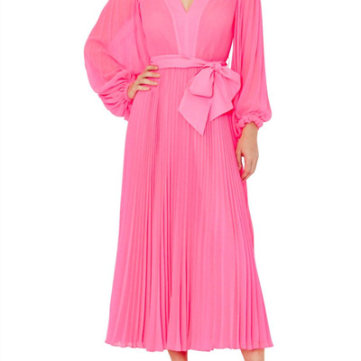 Milly Nadie Pleated Maxi Dress In Neon Pink | ModeSens