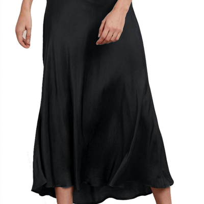 Velvet By Graham & Spencer Shelby Satin Viscose Midi Skirt In Black