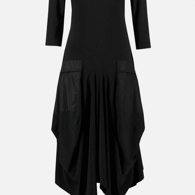 Joseph Ribkoff Cowl Neck Cocoon Dress With Pockets In Black