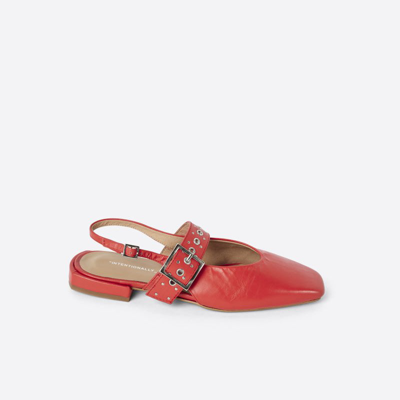 Intentionally Blank Pearl Slingback Natural Sole Ballet Flat In Red
