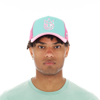 CULT OF INDIVIDUALITY CLEAN LOGO MESH BACK TRUCKER CURVED VISOR CAP IN VINTAGE MINT