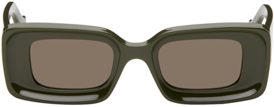 Loewe Green Anagram Rectangular Sunglasses In Shiny Dark Green / B