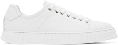 Ferragamo White Low Cut Sneakers In Bianco
