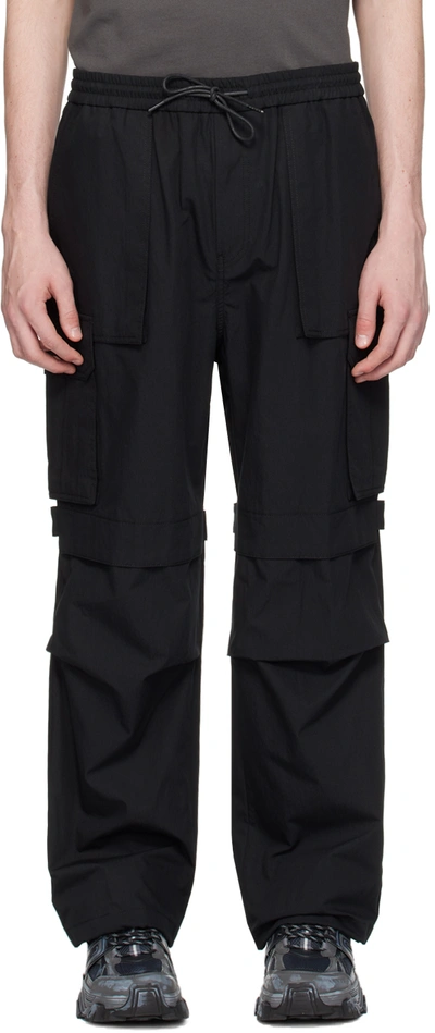 Juunj Black Velcro Strap Cargo Pants In 5 Black
