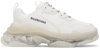 Balenciaga Triple S Clear Sole Logo-embroidered Faux Leather And Mesh Sneakers In 9000 White