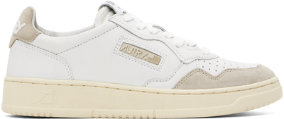 Autry White Dallas Low Sneakers In Leat/leat Wht/sand