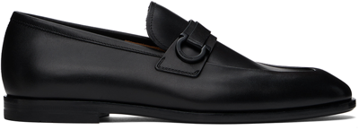 Ferragamo Black Hardware Loafers In Nero New Biscotto