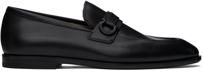 Ferragamo Foster Gancini Loafers In Hammered Leather In Nero