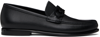 Ferragamo Black Gancini Ornament Loafers In Nero