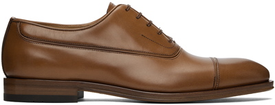 Ferragamo Brown Toe Cap Oxfords In Dark Cuoio