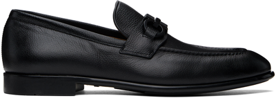 Ferragamo Black Gancini Ornament Loafers In Nero New Biscotto