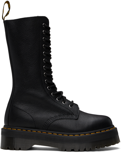 Dr. Martens 1b99 Pisa Leather Mid Calf Lace Up Boots In Schwarz