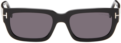 Tom Ford Black Ezra Rectangle-frame Sunglasses In Black/purple Solid