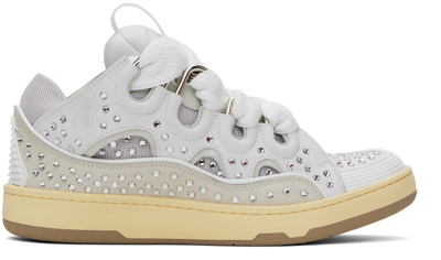 Lanvin White Curb Trainers In 041 Moon