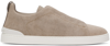 Zegna Taupe Canvas Triple Stitch Sneakers In Eru - Ecru