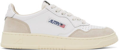 Autry White Medalist Low Sneakers In Leat/suede White