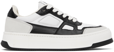 Ami Alexandre Mattiussi White And Black Calf Leather Sneakers In White/black