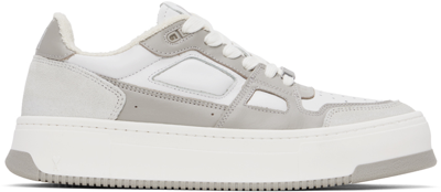 Ami Alexandre Mattiussi Taupe & White Arcade Sneakers In White/ash Grey/125