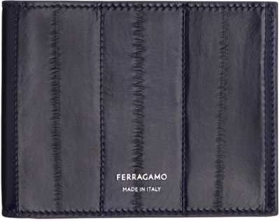 Ferragamo Navy Pinched Seam Wallet In Midnight