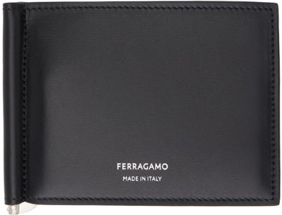 Ferragamo Black Clip Wallet In Nero. Nero
