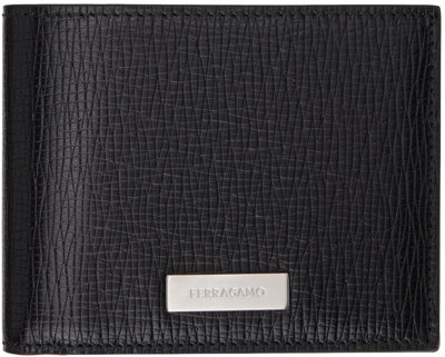 Ferragamo Black Plaque Wallet In Nero