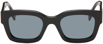 Fendi Black  Signature Sunglasses In Shiny Black / Blue