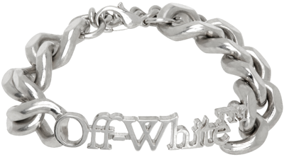 Off-white Silver Logo Chain Bracelet In Silver No