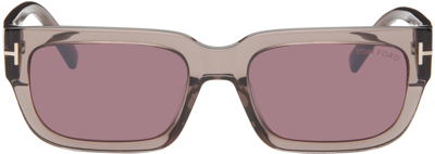 Tom Ford Burgundy Ezra Sunglasses In 45u Transparent Brow