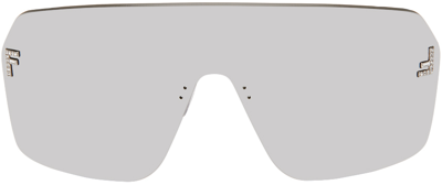 Fendi Gunmetal & Silver  First Crystal Sunglasses In Gray