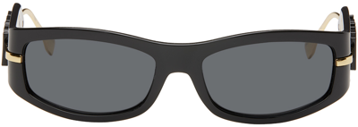 Fendi Black & Gold Graphy Sunglasses In Shiny Black / Smoke