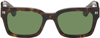 Off-white Bold Rectangular Acetate Sunglasses With Tortoiseshell Pattern In Havana Green