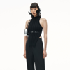 ALEXANDER WANG RIBBED MOCK NECK TANK TOP WITH LEATHER BELT