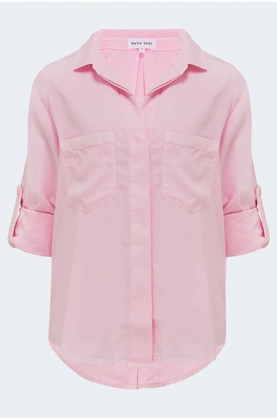 Bella Dahl Split Back Button Down Shirt In Pink Daquiri