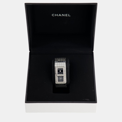 Pre-owned Chanel Code Coco Steel And Diamond Watch 21.5 Mm In Black