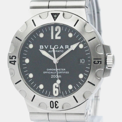 Pre-owned Bvlgari Black Stainless Steel Diagono Sd38s Automatic Men's Wristwatch 38 Mm