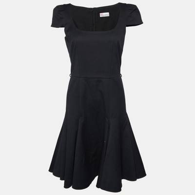 Pre-owned Red Valentino Black Cotton & Wool Flared Midi Dress S