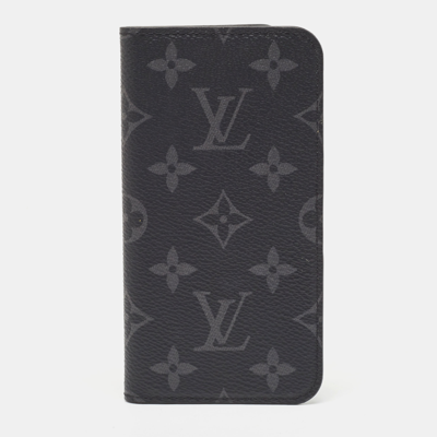 Pre-owned Louis Vuitton Monogram Eclipse Canvas Iphone X Folio Case In Black
