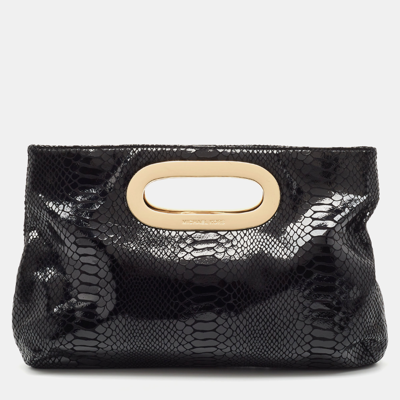 Pre-owned Michael Kors Black Python Effect Leather Berkley Clutch