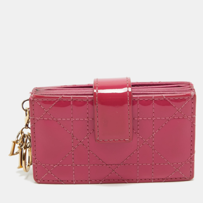 Pre-owned Dior 5 Gusset Card Holder In Pink