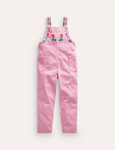 Mini Boden Kids' Relaxed Overalls Pink / Ivory Stripe Girls Boden