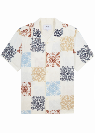 Wax London Didcot Embroidered Cotton-blend Shirt In White