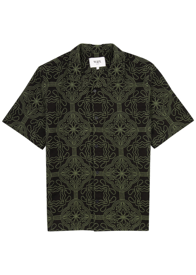 Wax London Didcot Embroidered Cotton-blend Shirt In Black