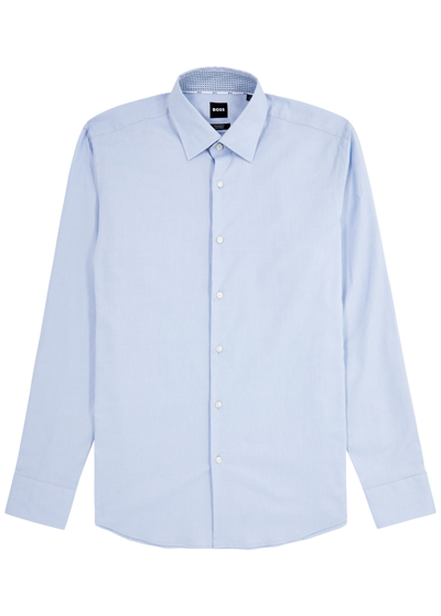 Hugo Boss Boss Stretch-cotton Shirt In Blue