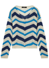 Max Mara Venusia Zigzag-intarsia Linen Jumper In Blue