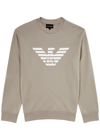 Emporio Armani Round-necked Logo Sweater In Beige