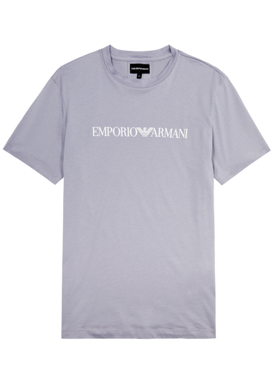 Emporio Armani Logo-print Cotton T-shirt In Purple