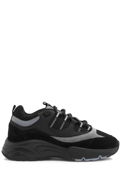 Cleens Aero Panelled Mesh Trainers In Black Grey