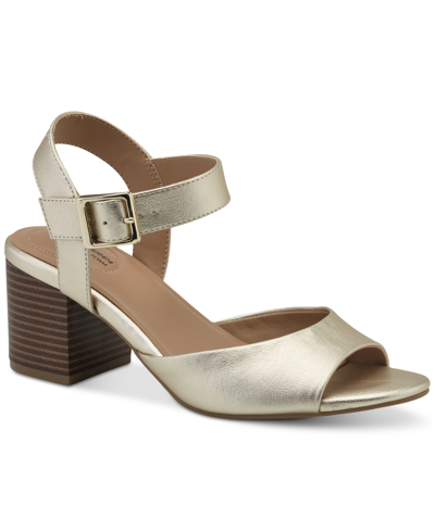 Giani Bernini Women's Townsonn Memory Foam Block Heel Dress Sandals, Created For Macy's In Platino