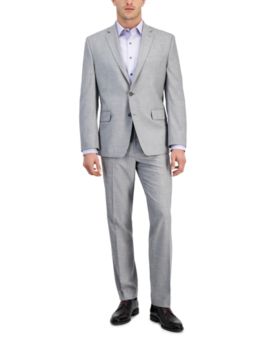 Perry Ellis Men's Modern-fit Solid Nested Suit In Light Grey